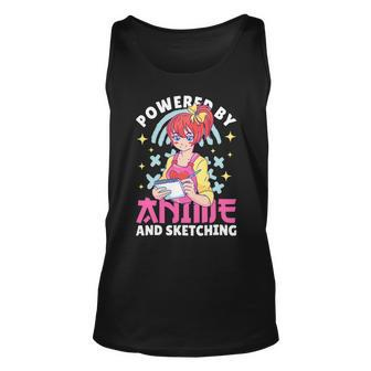 Powered By Anime And Sketching With Anime Unisex Tank Top - Monsterry CA
