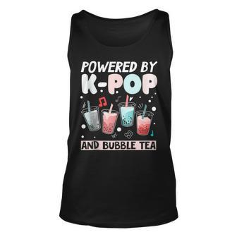 Powered By Kpop And Bubble Tea Korean Cute Boba Milk Tea Tank Top | Mazezy