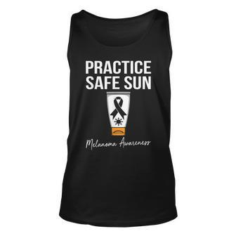 Practice Safe Sun Funny Melanoma Skin Cancer Graphic Unisex Tank Top - Thegiftio UK