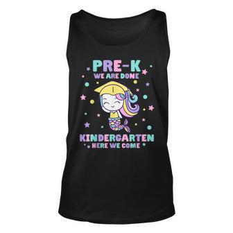 Prek We Are Done Kindergarten Here We Come Mermaid Girls Unisex Tank Top | Mazezy CA