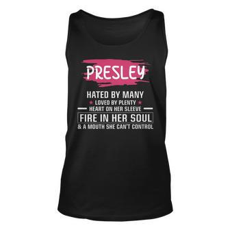 Presley Name Gift Presley Hated By Many Loved By Plenty Heart Her Sleeve V2 Unisex Tank Top - Seseable
