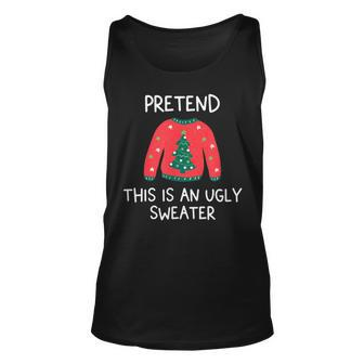 Pretend This Is An Ugly Sweater Christmas Graphic Tank Top | Mazezy