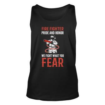 Pride And Honor Dedicated Firefighter Unisex Tank Top | Mazezy
