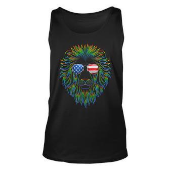 Pride Of The United State Lion With Usa Sunglasses Unisex Tank Top | Mazezy