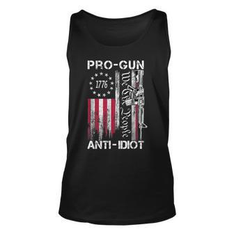 Pro Gun Anti Idiot Vintage Usa Flag 2Nd Amendment Unisex Tank Top - Seseable