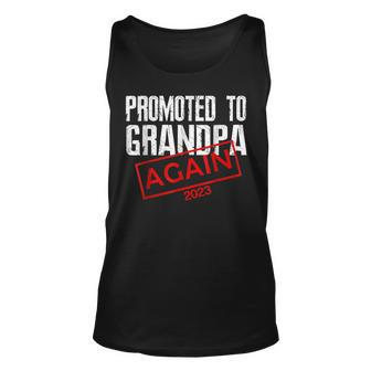Promoted To Grandpa Again Est 2023 Pregnancy Fathers Day Tank Top | Mazezy