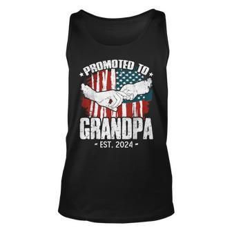 Promoted To Grandpa Est 2024 Patriotic Grandpa Fathers Day Tank Top - Thegiftio UK