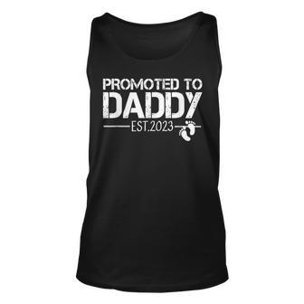 Promoted To Daddy Est 2023 First Time Dad Gift Fathers Day Unisex Tank Top | Mazezy