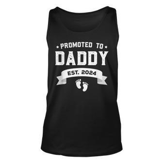 Promoted To Daddy Est 2024 New Dad Gift First Daddy Unisex Tank Top - Thegiftio UK
