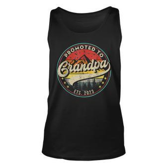 Promoted To Grandpa 2023 First Time Fathers Day Unisex Tank Top - Thegiftio UK