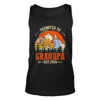 Promoted To Grandpa Est 2024 Retro Fathers Day New Grandpa Unisex Tank Top - Monsterry DE