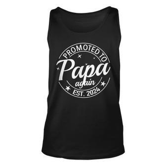 Promoted To Papa Again 2024 Soon To Be Pregnancy Baby Reveal Unisex Tank Top - Thegiftio UK