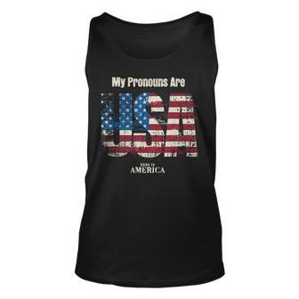 My Pronouns Are Usa 4Th Of July Celebration Proud American Tank Top - Monsterry