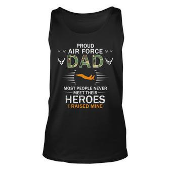 Proud Air Force Dad I Raised My Heroes Camouflage Army Tank Top | Mazezy