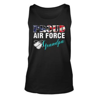 Proud Air Force Grandpa With American Flag Veteran Unisex Tank Top | Mazezy