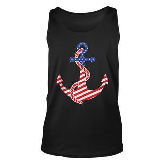 Proud American Flag Anchor Nautical Vintage 4Th Of July Anchor Tank Top | Mazezy