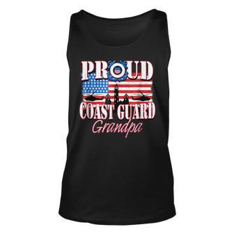 Proud Coast Guard Grandpa Usa Flag Men Grandpa Funny Gifts Unisex Tank Top | Mazezy