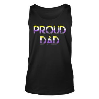 Proud Dad Nonbinary Pride Flag Enby Nb Fathers Day Unisex Tank Top | Mazezy