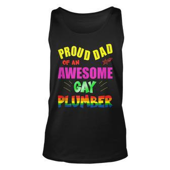 Proud Dad Of An Awesome Gay Plumber Lgbt Gay Pride Unisex Tank Top | Mazezy CA