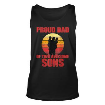 Proud Dad Of Two Awesome Sons Fathers Day Gift For Mens Unisex Tank Top | Mazezy