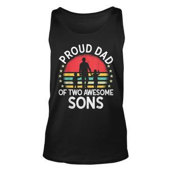Proud Dad Of Two Awesome Sons Cool Father Retro Tank Top | Mazezy