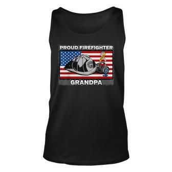 Proud Firefighter Grandpa Firefighting Patriotic Unisex Tank Top | Mazezy