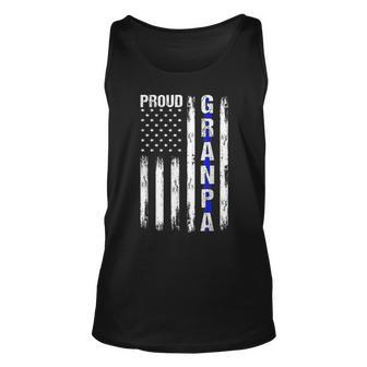Proud Grandpa American Flag Thin Blue Line Police Support Tank Top | Mazezy