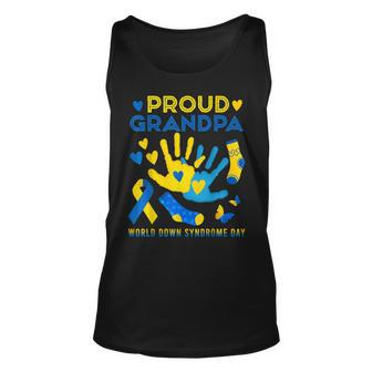 Proud Grandpa T21 World Down Syndrome Awareness Day Ribbon Unisex Tank Top | Mazezy