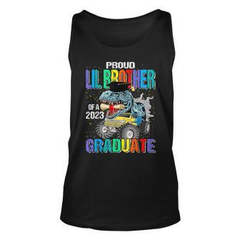 Proud Lil Brother Of A 2023 Graduate Monster Truck Dinosaur Unisex Tank Top | Mazezy
