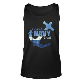 Proud Navy Dad For Us Army Father Gift Gift For Mens Unisex Tank Top | Mazezy