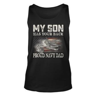 Proud Navy Dad My Son Has Your Back Father Tank Top | Mazezy