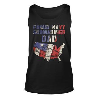 Proud Navy Submariner Dad Us Flag Submarine Father Son Tank Top | Mazezy