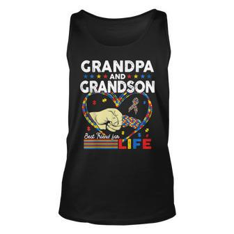 Proud Support Autism Grandpa And Grandson Autism Awareness Unisex Tank Top | Mazezy