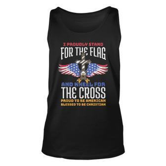 I Proudly Stand For The Flag And Kneel For The Cross Veteran Tank Top | Mazezy AU