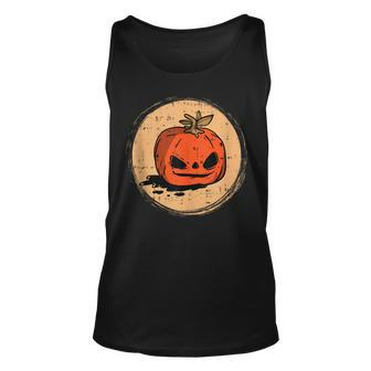 Pumpkin Face Halloween Costume Scary Jack O Lantern Tank Top | Mazezy