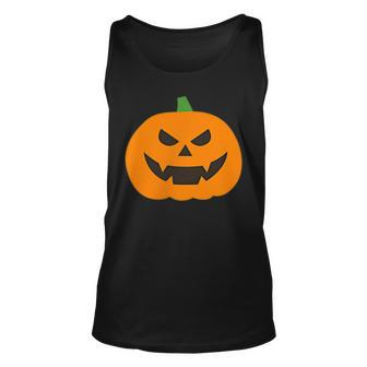 Pumpkin Halloween Subtle Jack O Lantern Minimal Trick Treat Halloween Tank Top | Mazezy