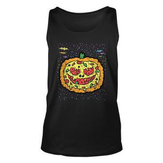 Pumpkin Pizza Hallowen Costume Scary Jack O Lantern Foodie Tank Top - Monsterry UK