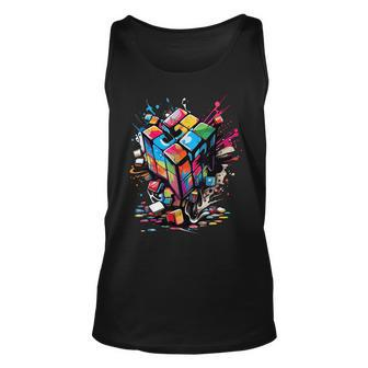 Puzzle Cube Exploding Speed Cubing 80S Youth Vintage Math Unisex Tank Top | Mazezy