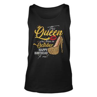 This Queen Was Born In October Birthday Leopard High Heel Tank Top - Thegiftio UK