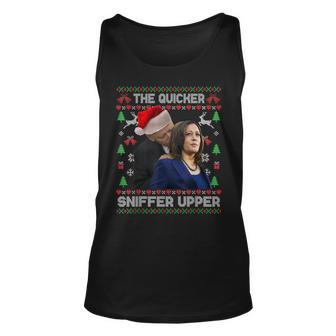 The Quicker Sniffer Upper Anti Biden Ugly Christmas Sweater Tank Top | Mazezy UK