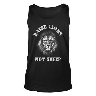 Raise Lions Not Sheep American Patriot Mens Patriotic Lion Unisex Tank Top | Mazezy
