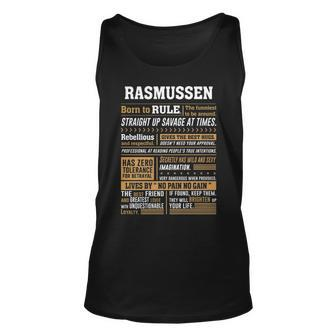 Rasmussen Name Gift Rasmussen Born To Rule V2 Unisex Tank Top - Seseable