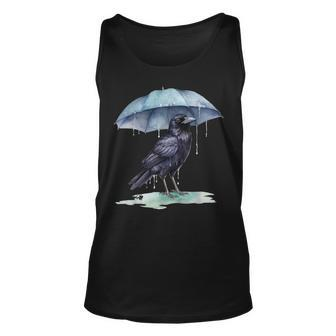 Raven Playing In The Rain With An Umbrella Novelty Apparel Unisex Tank Top | Mazezy