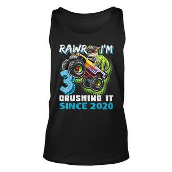 Rawr Im 3 Monster Truck Dinosaur 3Rd Birthday Party Boys Unisex Tank Top - Seseable