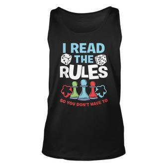 I Read The Rules Board Dice Chess Board Gaming Board Gamers Tank Top | Mazezy UK