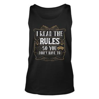 I Read The Rules So You Dont Have To Board Games Cards Games Tank Top | Mazezy