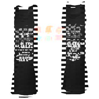 Reading With My Gnomies Gnomes Book Lover Bookworm Reading Tank Top | Mazezy