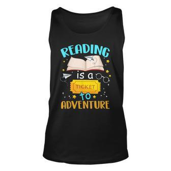 Reading Is A Ticket To Adventure Fun Book School Reading Tank Top | Mazezy