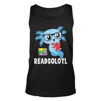 Readsolotl Read Book Kawaii Blue Axolotl Reading Books Reading Tank Top | Mazezy
