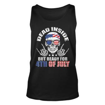 Ready For 4Th Of July Skull American Flag Skeleton Hand Rock Tank Top | Mazezy